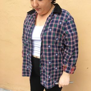 🎄Vtg Holiday button up flannel🎄